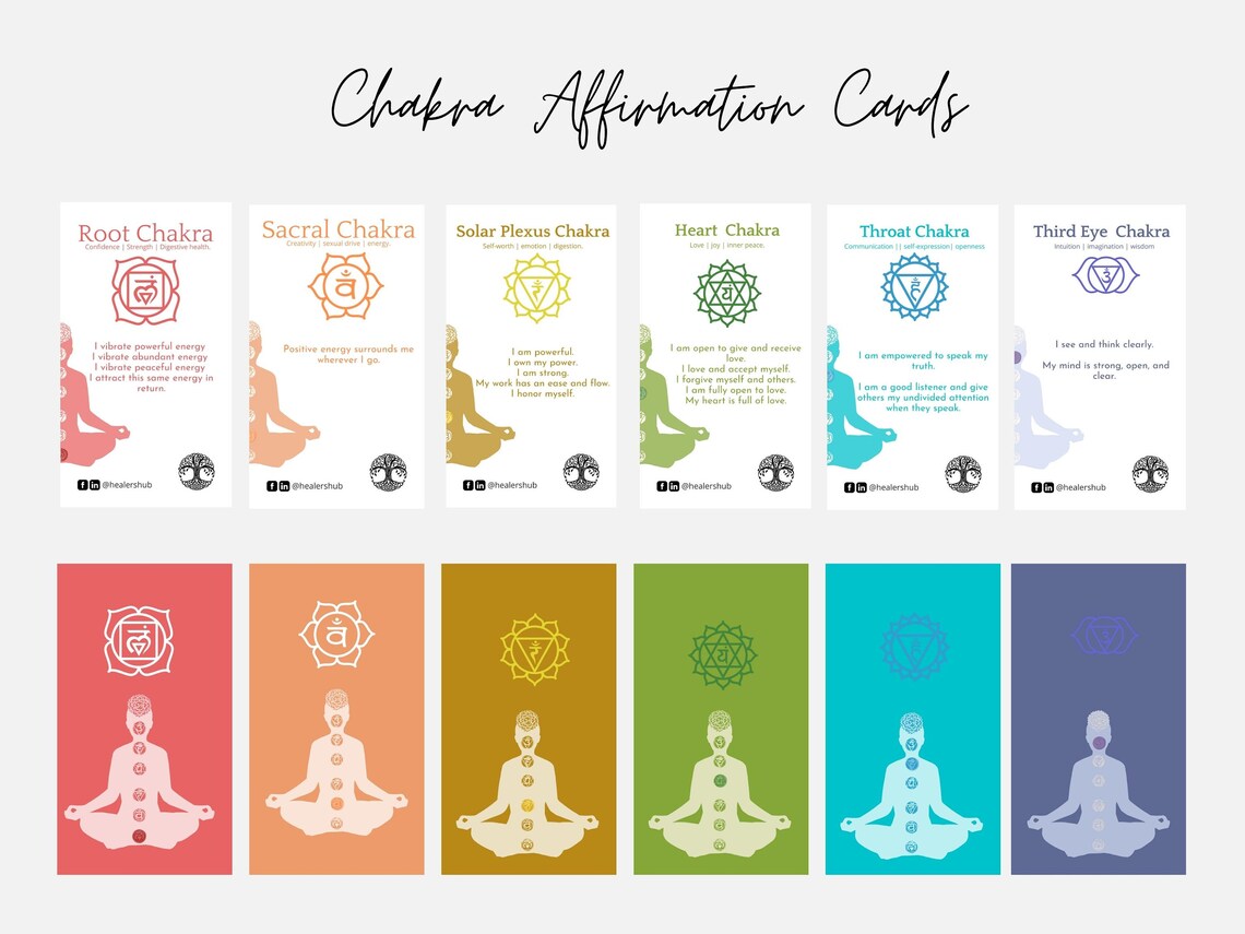 140 Editable and Printable Chakra Affirmation Cards - Etsy