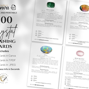 700 Editable And Printable Crystal Meaning Cards With Images