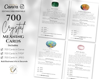 700 Editable And Printable Crystal Meaning Cards With Images