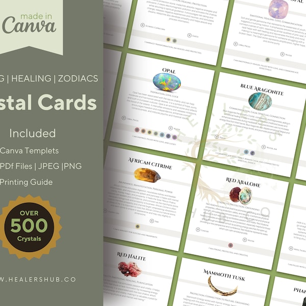 500 Editable And Printable Crystal Meaning Cards 1080 | Social Media Crystal