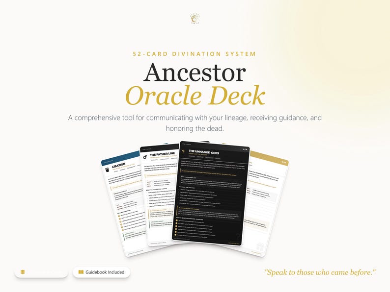 Printable Ancestor Oracle Deck | 52 Card Divination, Mediumship (PDF ...
