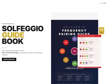 Guía de emparejamiento de frecuencias de solfeo y tablas de sanación con sonido (PDF) 32 páginas