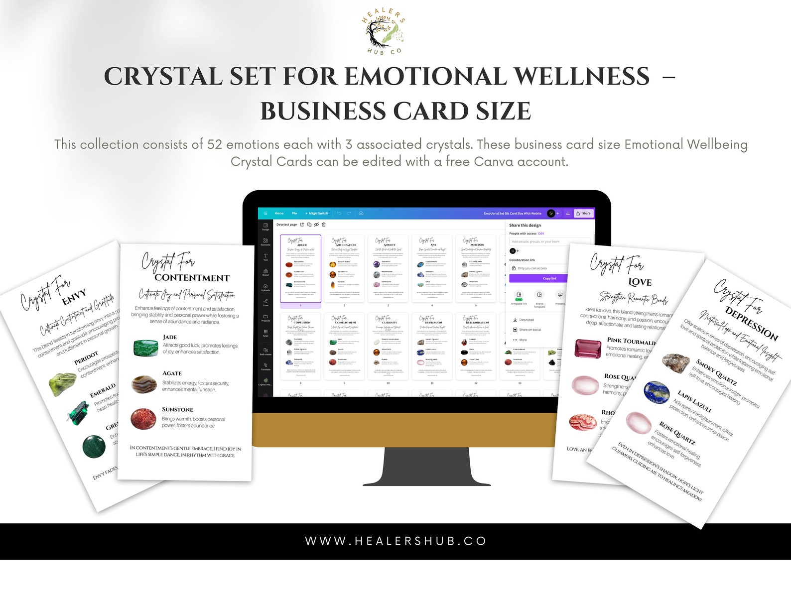 Crystal Message Cards Emotional Wellness Crystal Cards: Printable Healing Guide (editable) - Etsy