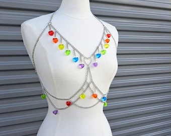 Customizable Pride Heart Body chain