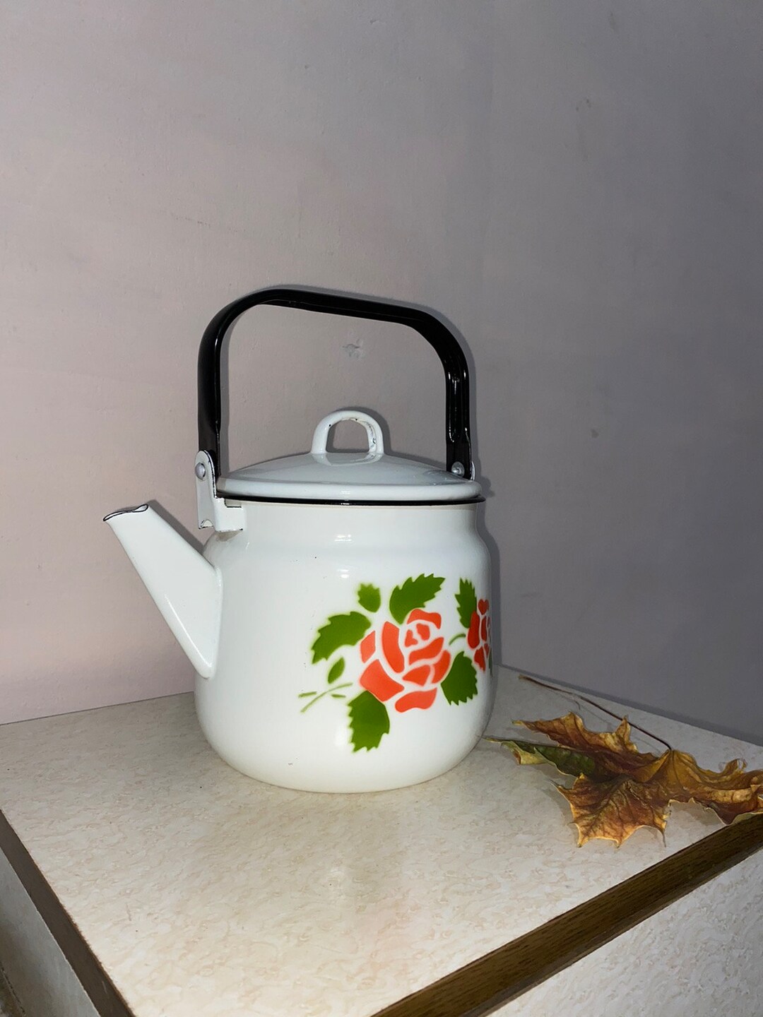 Vintage Enamel Teapot. Etsy