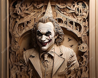 Laser Burn PNG, Laser Engrave Png, Lightburn-bestand, Glowforge 3D Illusion Design-bestand, xTool Lasergraveerbestand Laser Cut Joker Portrait V1