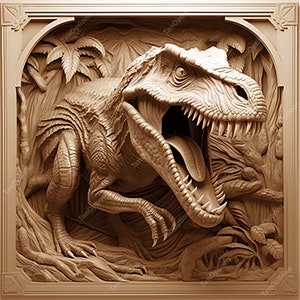 Laser Burn PNG, Laser Engrave Png, Lightburn File 3D Illusion Laser Engraving Digital Design 3D Illusion LaserCut Wildlife Dinosaur T-Rex V2