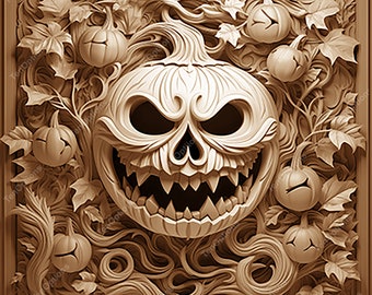 Laser Burn PNG, Laser Engrave Png, Lightburn File, 3D Illusion Laser Engraving Digital Design Instant Download, Halloween Pumpkin V2