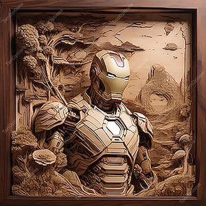 PNG bruciato al laser / Illusione 3D / Incisione al laser / Pronto per incisione al laser / File Lightburn / File di progettazione Glowforge / Personaggio del film - Robot V1