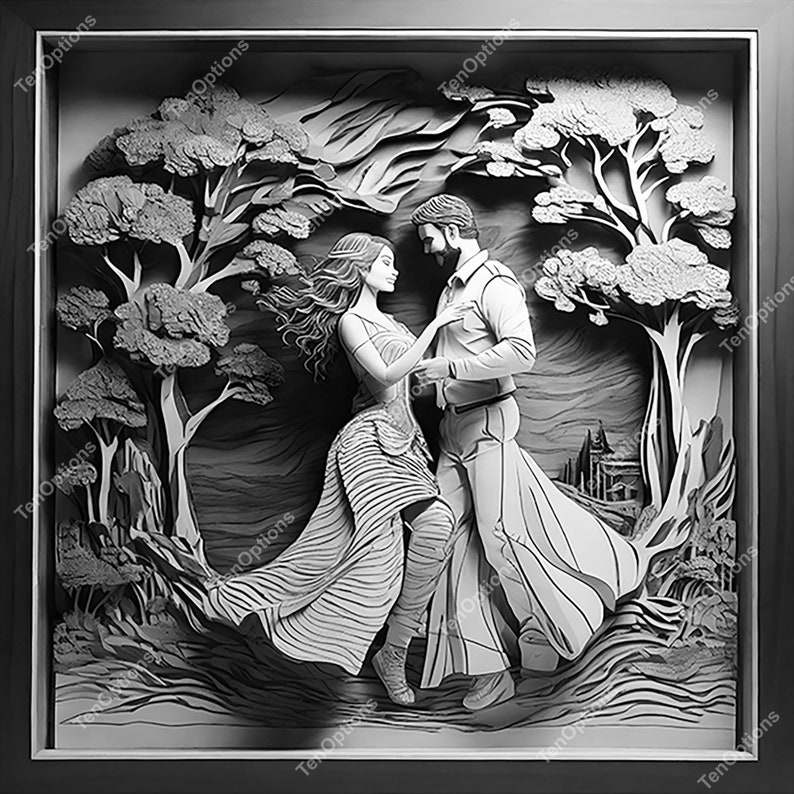 Valentine Love Couple Laser Burn PNG, Human Laser Engrave Png, xTools, Glowforge file, Lightburn File. Co2 Laser FIle, Valentine Laser Burn, 3D Illusion, Laser Burn PNG, Laser Engraving lightburn File, 3D Illusion Laser Engraving, Valentine Couple