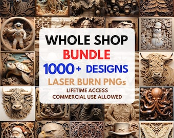 Laser Burn PNG, Laser Engrave Png, File Lightburn, 3D Illusion Laser Engraving Digital Design Download istantaneo, Laser Burn Whole Shop Bundle