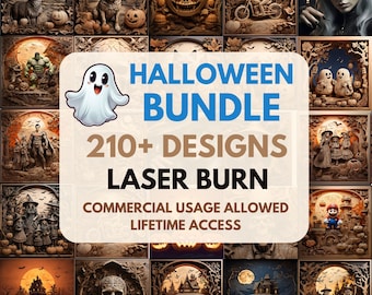 Halloween Laser Gravur Designs Bundle, 3D Illusion Laser Brennen PNG Dateien (Digitaler Download)