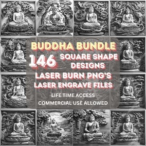 Laserbrennen PNG, Lasergravur Png, Buddha 3D Illusion Datei, 3D Lasergravur, Digital Design, Instant Download, Buddha Bundle Quadrat Bilder
