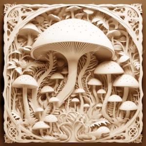 Laser Burn PNG, Laser Engrave Png, Lightburn File, 3D Illusion Laser Engraving Digital Design Instant Download, Mushroom Laser Burn File V1