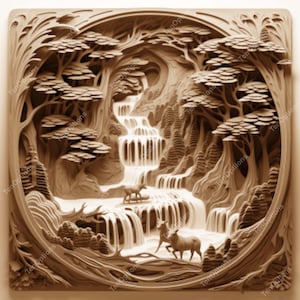 Laser Burn PNG, Laser Engrave Png, Lightburn File, 3D Illusion Laser Engraving Digital Design Instant Download Laser Cut Village Scene V3