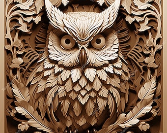 Laser Burn PNG, Laser Engrave Png, Lightburn File, 3D Illusion Laser Engraving Digital Design Instant Download, Owl Laser Burn File V2