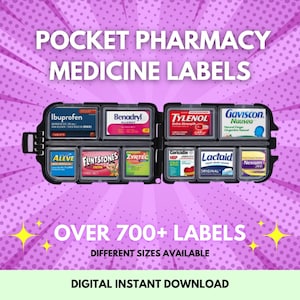 DIY Pocket Pharmacy Labels, 700+ Pill Labels, Travel Pill Organizer, Printable Pill Case Labels Make Own Travel Pill Box Label In Canva