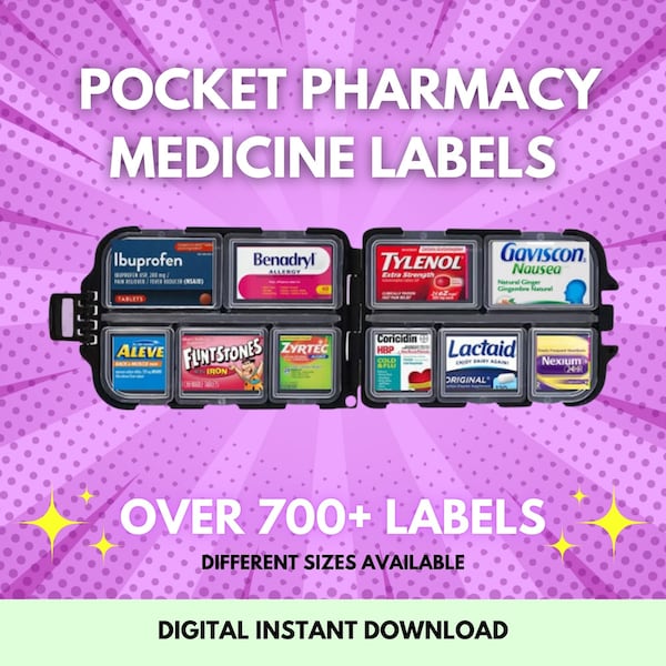 DIY Pocket Pharmacy Labels, 700+ Pill Labels, Travel Pill Organizer, Printable Pill Case Labels Make Own Travel Pill Box Label In Canva