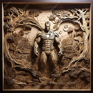 Laser Brennen PNG | 3D Illusion | Laser gravieren | Lasergravur Fertig | Lightburn-Datei | Glowforge Stickmuster-Datei | Filmfigur Superhero V3