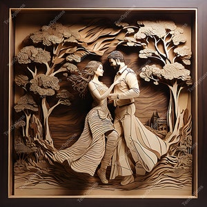Valentine Love Couple Laser Burn PNG, Human Laser Engrave Png, xTools, Glowforge file, Lightburn File. Co2 Laser FIle, Valentine Laser Burn, 3D Illusion, Laser Burn PNG, Laser Engraving lightburn File, 3D Illusion Laser Engraving, Valentine Couple