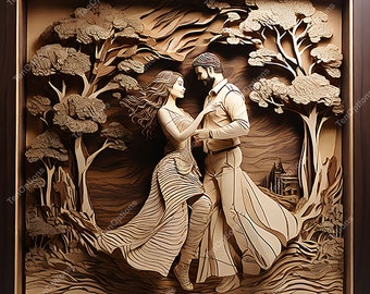 レーザーバーン PNG、レーザー彫刻 PNG、Lightburn ファイル、3D イリュージョン レーザー彫刻 xTool ファイル、Glowforge ファイル レーザーバーン バレンタイン ラブ カップル 4