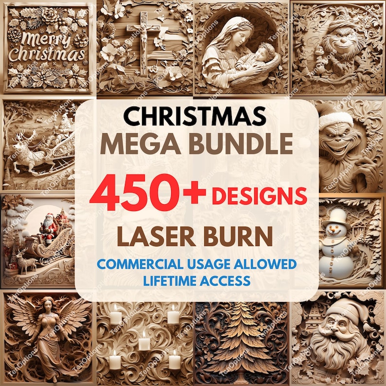 Laser Burn PNG, Laser Burn Files, Laser Engrave Png, Laser Engraving Files, Lightburn File, plaque, wall art, 3D Illusion Laser File, Laser Engraving Bundle 450+ Designs, Christmas Laser Engrave, Christmas Laser Burn, Christmas Laser Engraving Files