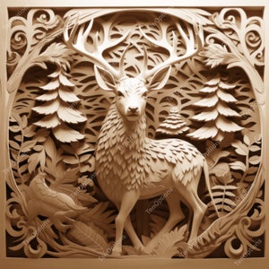 Laser Burn PNG, Laser Engrave Png, Lightburn File, 3D Illusion, Laser Engraving Digital Design, Instant Download, Wildlife Laser Cut Deer V3
