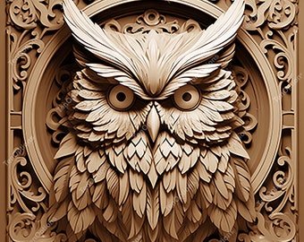 PNG de quemado láser, PNG de grabado láser, archivo de quemado por luz, diseño digital de grabado láser de ilusión 3D, descarga instantánea, archivo de quemado láser de búho V1