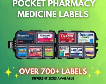 Pocket Pharmacy Labels, Travel Pocket Pill Organizer Bundle, Printable Pill Case Labels, 700+ Pill Labels, Canva Travel Pill Box Label