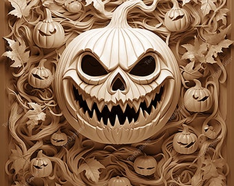 Laser Burn PNG, Laser Engrave Png, Lightburn File, 3D Illusion Laser Engraving Digital Design Instant Download, Halloween Pumpkin V1