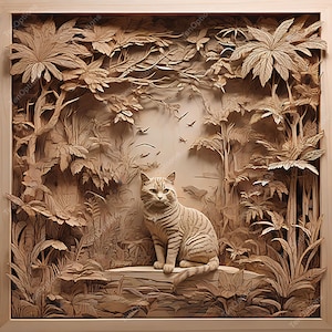 Laser Burn PNG, 3D Illusion, Laser Engraving Png, Lightburn File, Laser Engraving Design, xTool Glowforge File, Animal Laser Cut File Cat V4