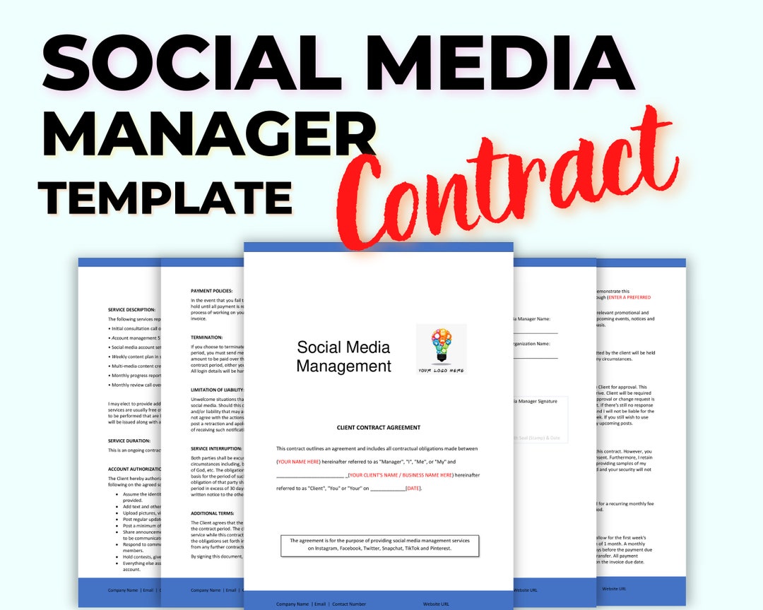 Contrato de administración de redes sociales Plantilla de acuerdo de