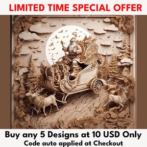 Laser Brennen PNG | 3D Illusion | Gravur | Laserbereit | Lightburn-Datei | Digitale Designdatei | Christmas - Winter Weihnachtsmann V4