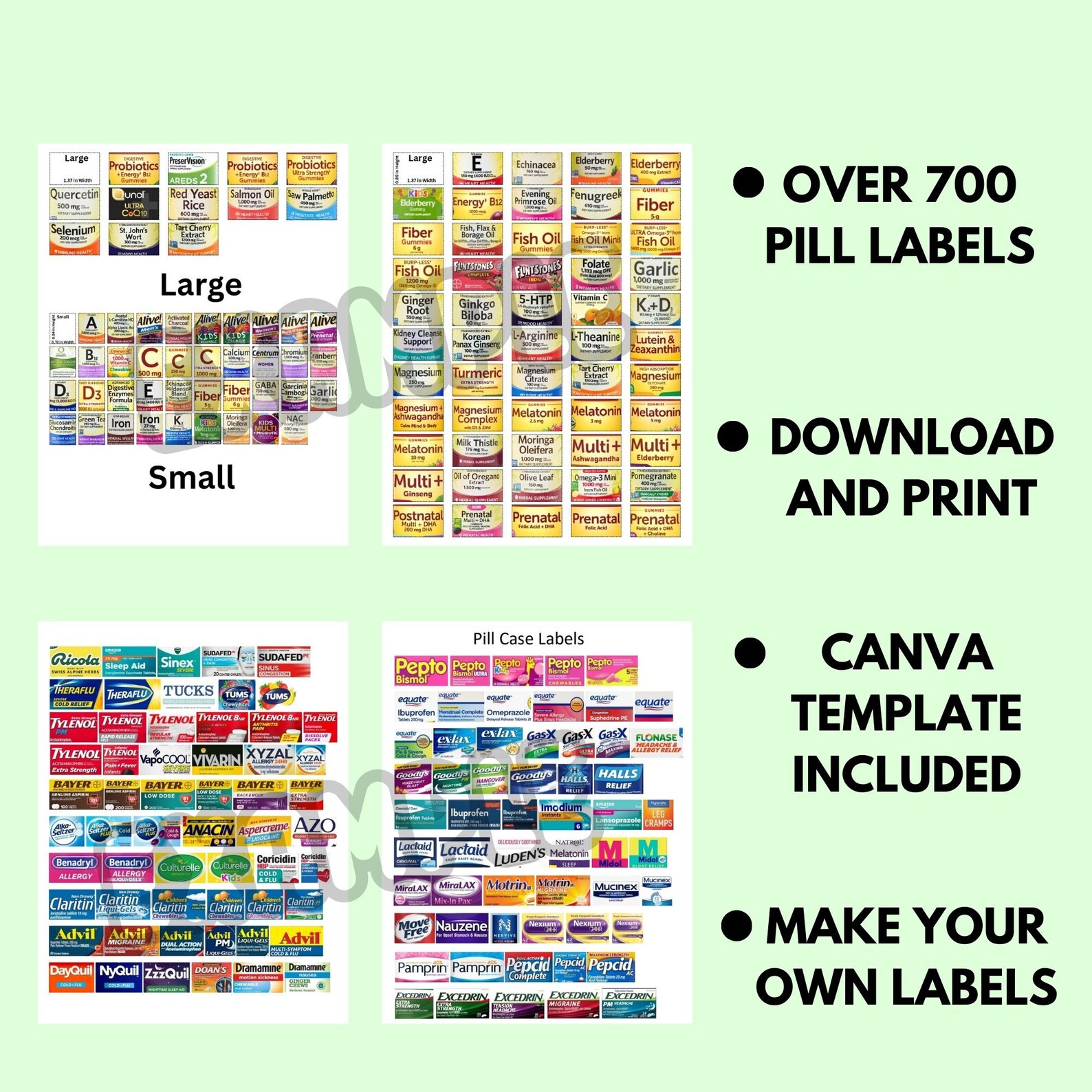 Pocket Labels Sample Pocket Pharmacy Labels, Travel Pocket Pill Organizer Bundle, Printable ...