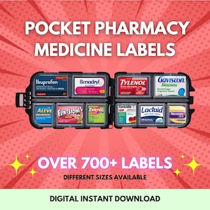 Pocket Pharmacy Medicine Labels, Travel Pill Organizer, 699+ Pill Labels, Printable Pill Case Labels Make Own Travel Pill Box Label In Canva