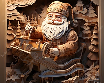 Laser Burn PNG Files, Laser Engrave Png, Lightburn Files, 3D Illusion Laser Engraving Files, Co2 Laser Engrave Files, Christmas Santa V5
