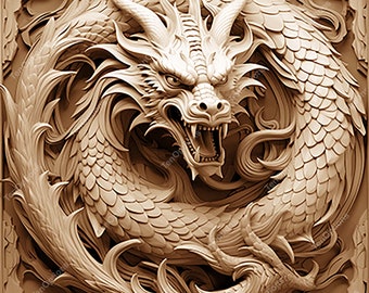 Laser Burn PNG, Laser Engrave Png, Lightburn File, 3D Illusion Laser Engraving Digital Design Instant Download, Dragon Snake V1