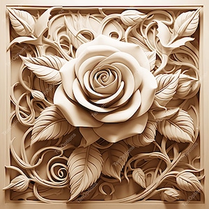Laser Burn PNG, Laser Engrave Png, Lightburn File, 3D Illusion Laser Engraving Digital Design Instant Download Laser Cut Rose V1