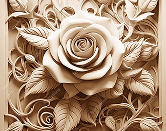 Laser Burn PNG, Laser Engrave Png, Lightburn-bestand, 3D Illusion Lasergravure Digitaal ontwerp Instant Download Laser Cut Rose V1