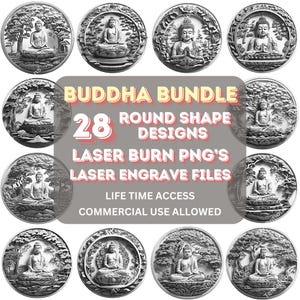 Laser Burn PNG, Laser Engrave Png, Buddha 3D Illusion File, 3D Laser Engraving, Digital Design, Instant Download, Buddha Bundle Round Images