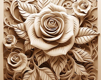 Laser Burn PNG, Laser Engrave Png, Lightburn File, 3D Illusion Laser Engraving Digital Design Instant Download Laser Cut Rose V2