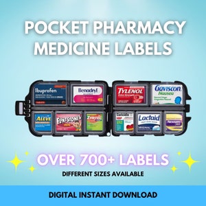 Mini Pocket Pharmacy Labels, Travel Pill Organizer, 699+ Pill Labels, Printable Pill Case Labels, Make Own Travel Pill Box Label In Canva