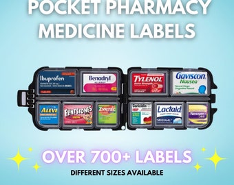 Mini Pocket Pharmacy Labels, Travel Pill Organizer, 699+ Pill Labels, Printable Pill Case Labels, Make Own Travel Pill Box Label In Canva