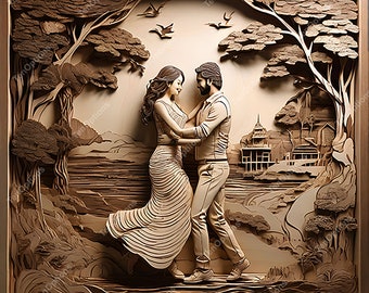 レーザーバーン PNG、レーザー彫刻 PNG、Lightburn ファイル、3D イリュージョン レーザー彫刻 xTool ファイル、Glowforge デジタル ファイル レーザーバーン ラブ カップル V5