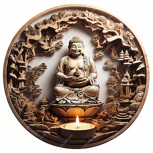 Laughing Buddha, 3D Illusion, Laser Burn PNG, Laser Engrave Png, Lightburn File, Laser Engraving, Digital Design, Instant Download SVG File