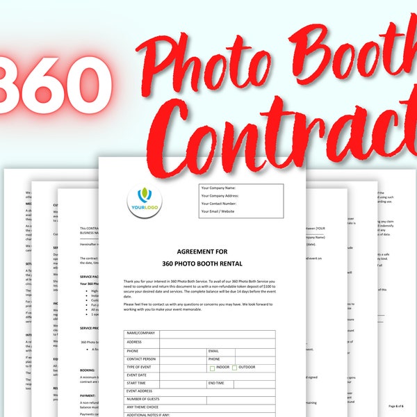 360 Photo Booth Video Booth Contract Template Professional Editable Rental Agreement Terms & Conditions Disclaimer Client Form Download