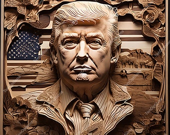 Laser Burn PNG, Laser Engrave Png, Lightburn File, 3D Illusion, xTool Laser Engraving File, Glowforge Laser Engrave File, 3D Donald Trump