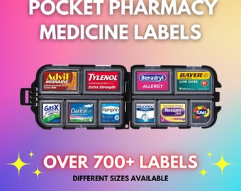 Pocket Travel Pharmacy Labels, Travel Pill Organizer, 700+ Pill Labels, Printable Pill Case Labels, Make Own Travel Pill Box Label In Canva