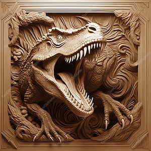 Laser Burn PNG, Laser Engrave Png, Lightburn File 3D Illusion Laser Engraving Digital Design 3D Illusion LaserCut Wildlife Dinosaur T-Rex V1