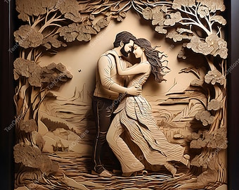 レーザーバーン PNG、レーザー彫刻 PNG、Lightburn ファイル、3D イリュージョン レーザー彫刻 xTool ファイル、Glowforge ファイル レーザーバーン バレンタイン ラブ カップル 3